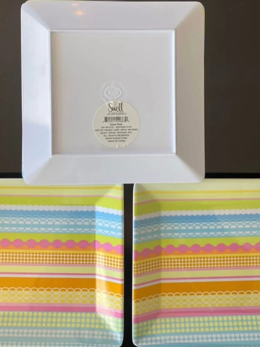 8 Cynthia Rowley Swell Salad Plates-Colorful whimsical pattern
